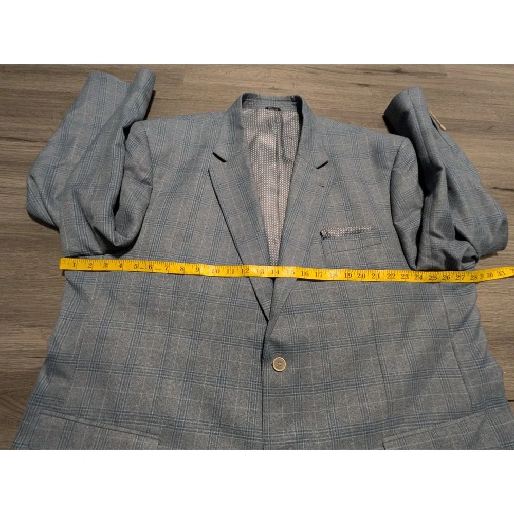 Oak Hill Men's Blue Tartan Plaid Sport Coat Suit Blazer Size 3XL‎ 54/56